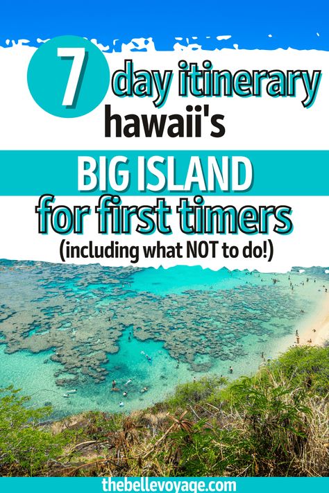 If you're going to the Big Island of Hawaii, this 7 day Big Island itinerary will walk you through exactly how to spend your time on Hawaii's largest island! Plan your Hawaiian vacation with these Hawaii travel tips for the best things to do, where to stay, and what to eat for the best food on the Big Island. This Hawaii travel guide also includes tips on what to pack for Hawaii. #hawaii #travel #itinerary Big Island Itinerary, Big Island Hawaii Beaches, Visiting Hawaii, Hawaii Trip Planning, Hawaii Vacation Tips, Big Island Travel, Hawaii Packing, Hawaii Activities, Hawaii Itinerary