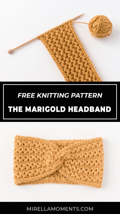 Knitting pattern for the Marigold headband Knitting For Dummies, Earwarmer Knitting Patterns, Knitting Patterns Hats Women, Headband Knitting Pattern, Knitted Headband Free Pattern, Winter Knitting Patterns, Headband Knitting, Simple Knitting, Crochet Wrist Warmers