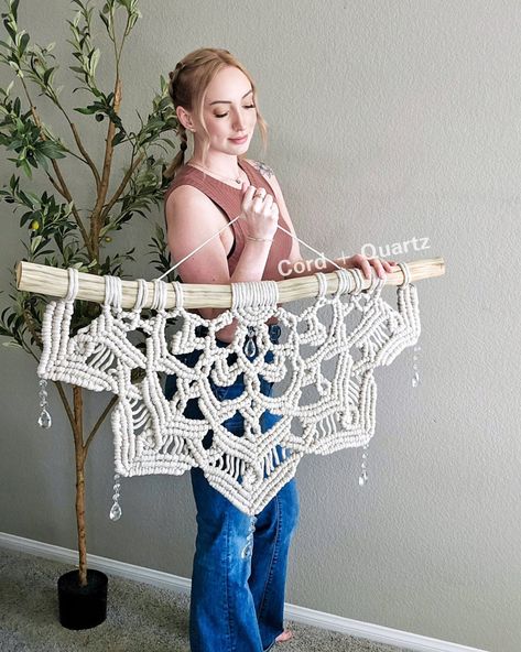 Large half mandala macramé wall hanging. Unique one of a kind bohemian – Cord + Quartz Macrame Products Handmade, Home Decor Macrame, Half Mandala, Macrame Mandala, Macrame Home Decor, Diy Macrame Plant Hanger, Weaving Kit, Macrame Wall Hanging Diy, Macrame Wall Hanging Patterns