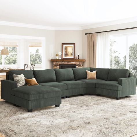 You'll love the Hokku Designs Zanavia U Shaped Corduroy Sectional Sofa Modular Sectional With Storage Ottoman at Wayfair - Great Deals on all products with Free Shipping on most stuff, even the big stuff. Basement Entertainment Room, Projector Room, Green Couch Living Room, Corduroy Sectional, Basement Entertainment, Sectional Sofa With Storage, U Shaped Couch, Corner Couch, Sofa With Storage