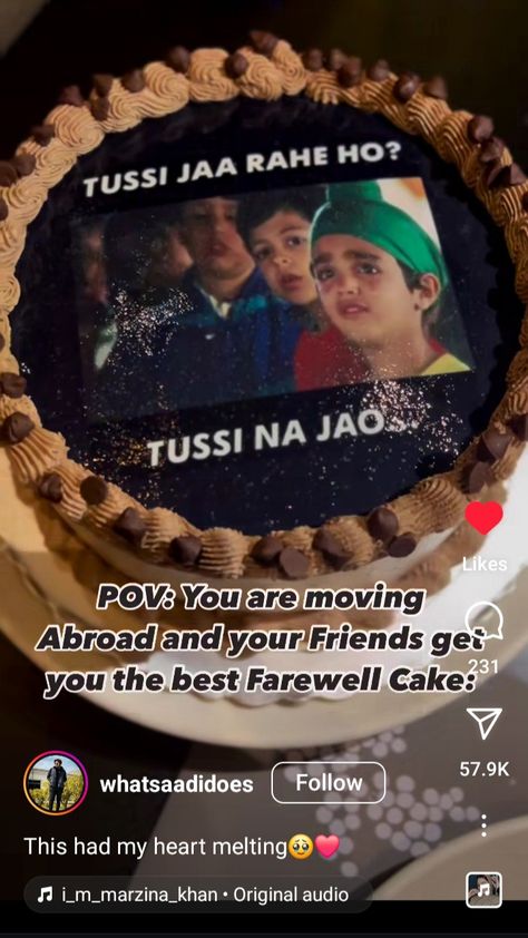 "Tussi Jaa Rahe Ho?" Meme Cake | Kuch Kuch Hota Hai Bollywood Movie | POV : You are moving abroad and your friends get you the best Farewell Cake Bollywood Cake, Meme Cake, Farewell Cake, Welcome Back Home, Kuch Kuch Hota Hai, Friends Cake, Moving Abroad, Farewell Parties, Move Abroad