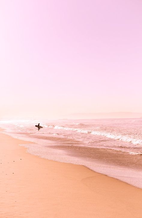 Ipad Things, Light Spring Colors, California Surfer, California Colors, Pink Sand Beach, Pastel Sunset, Pink Ocean, Reference Art, The Other Art Fair