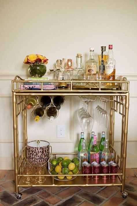 Lifewit Drink Trolley, 3 Tier Bar Cart with Lockable Wheels, Wine Rack and Glass Holders, Serving Cocktail Alcohol Trolley for Kitchen Dining Living Room, 63.2 x 30 x 81.5 cm, Gold, Link attached #barcart #homebar Bar Cart Inspo, Apartment Bar, Bar Deco, Simple Apartments, Diy Bar Cart, Gold Bar Cart, Bar Cart Styling, Casa Vintage, Bar Cart Decor