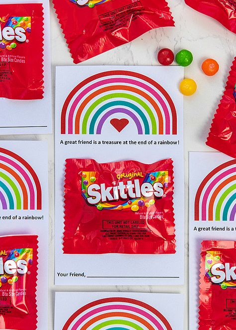 Skittles Valentine Printable for Kids a Colorful Valentine's Day Idea! - Passion For Savings Valentine For Kindergarteners, Skittles Tags Free Printable, Skittles Valentines Ideas, Mike And Ike Valentines Ideas, Valentines Day Exchange Ideas For Kids, Rainbow Valentines For Kids, Diy Class Valentines For Kids, Skittles Valentines Ideas Free Printable, Valentine Ideas For Kids School