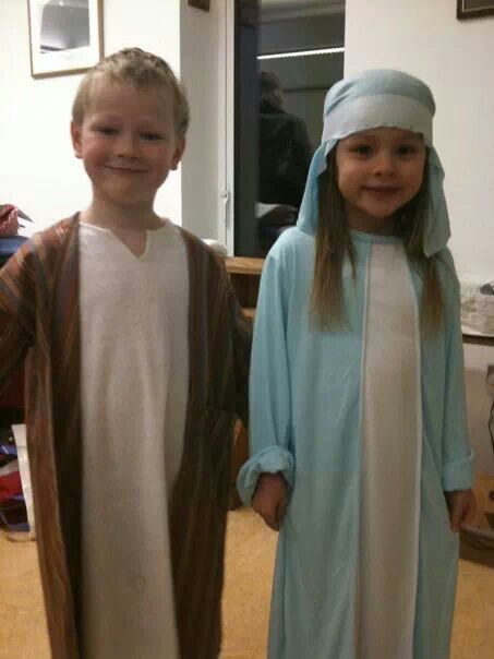 Joseph And Mary Costume, Diy Mary And Joseph Costumes, Mary And Joseph Costumes, Joseph Costume, Shepherd Costume, Christmas Skits, Mary Costume, Saint Costume, Biblical Costumes