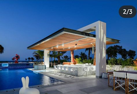 Pergola And Pool, Swimming Pool Bar, Luxury Pools Backyard, Pool Pergola, Modern Kitchen Cabinet, Modern Pool House, Rooftop Patio Design, Deck And Patio, Dream Backyard Pool