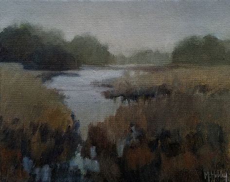 Moody Marsh by Mary Hubley, Oil, 8 x 10 x .1 Swamp Paintings, Wilderness Painting, Marsh Painting, Painting Competition, Landscape Materials, Coastal Landscape, Original Landscape Painting, Original Landscape, Impressionism