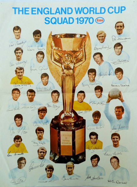 England squad poster for the 1970 World Cup Finals. England World Cup Squad, 1970 World Cup, England Fa, Gerd Müller, England World Cup, Fifa Qatar, England Football Team, West Bromwich Albion, Association Football