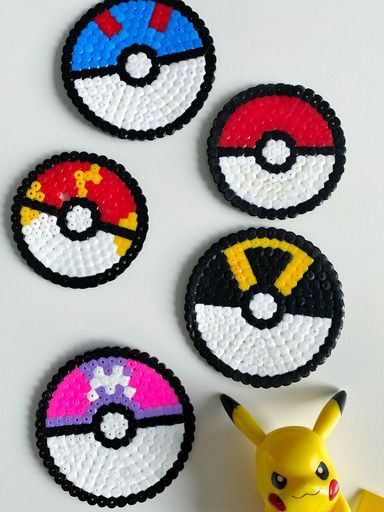 Pokemon Badges, Hama Beads, Perler Beads, Disneyland, Pikachu, Coasters, Pokemon, Mario Characters, Beads