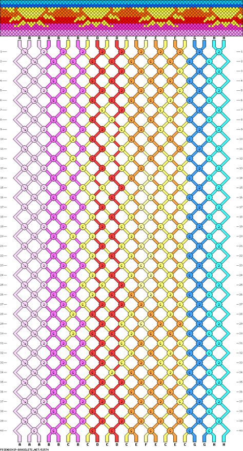 Sunshine friendship bracelet pattern, #52574 - friendship-bracelets.net Bracelets String, Floss Bracelets, Cool Friendship Bracelets, String Bracelet Patterns, Yarn Bracelets, Cute Friendship Bracelets, String Crafts, Bracelet Summer, Embroidery Bracelets