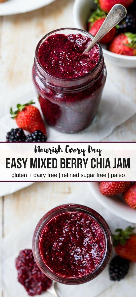 Healthy Jam, Chia Jam Recipe, Water Lemon, Brunch Spread, Chia Jam, Dairy Free Paleo, Healthy Brunch, Homemade Jam, Jam Recipes