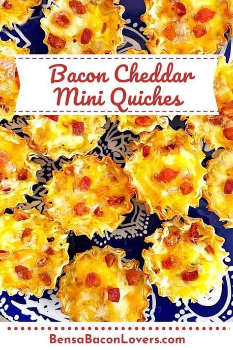 Bacon Cheddar Mini Quiches Bacon Recipes Breakfast, Bacon Brunch, Mini Quiche Recipes, Lovers Society, Brunch Appetizers, Bacon Quiche, Easy Bacon, Bite Size Appetizers, Mini Quiches