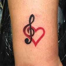 Tattoo Designs Color, Music Heart Tattoo, Music Symbol Tattoo, Small Music Tattoos, Awesome Tattoo Designs, Lillies Tattoo, Vibe Music, Music Notes Tattoo, Tattoo Music