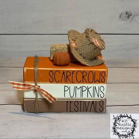 Excited to share this item from my #etsy shop: Fall Wood Book Stack/ Scarecrow/ Pumpkins/ tiered tray decor/Halloween decor/Fall decor/ wood books/ book bundle/ Thanksgiving decor Wood Books, Fall Wood Crafts, Pumpkin Festival, Stacked Pumpkins, Lemon Decor, Wood Book, Mason Jar Centerpieces, Fall Halloween Crafts, Fall Mini