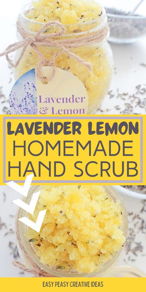 Gardening is great but it can totally wreck your hands! Made with lemon zest, sugar, salt, lavender buds and essential oils, this homemade lemon hand scrub feels and smells amazing! #easypeasycreativeideas #diyscrub #handscrub Lemon And Lavender Bridal Shower Ideas, Lavender Hand Scrub, Diy Hand Scrub, Homemade Hand Scrub, Lemon Hand Scrub, Hand Scrub Recipe, Cheap Gardening, Hand Scrub Diy, Hand Scrub Homemade