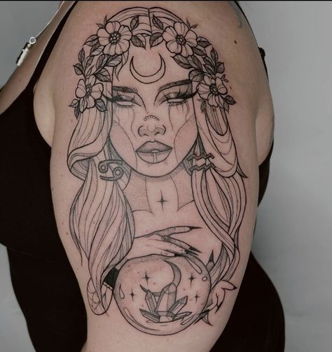 Nyx Goddess Tattoo Design, Demeter Goddess Tattoo, Goddess Of The Moon Tattoo, Ants Tattoo, Goddess Reference, Persephone Tattoo, Illusion Tattoo, Witchy Tattoos, Ant Tattoo