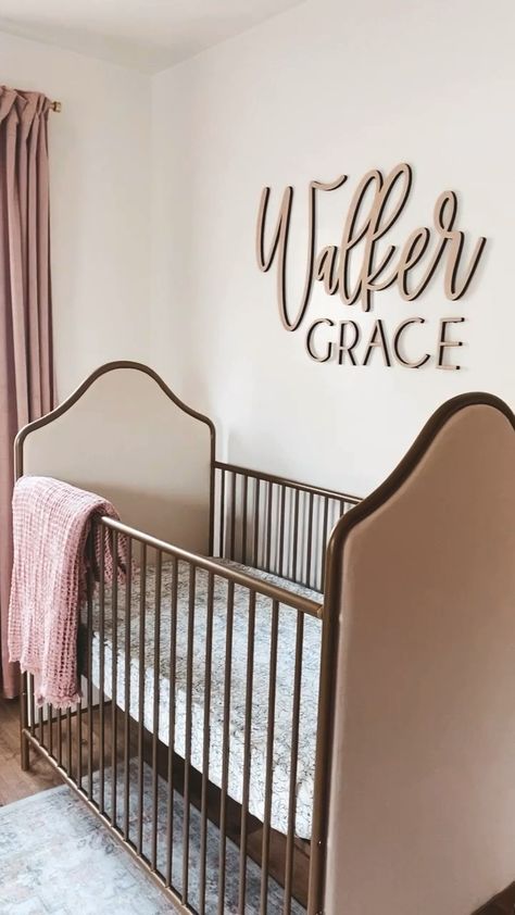 Nursery Ideas With Name On Wall, Nursery Ideas Names On Wall, Wooden Name Signs Nursery, Nursery Wood Signs, Baby Name Signs For Nursery, Name Signs For Nursery, Signs For Nursery, Nursery Wood Sign, Nursery Closet Organization