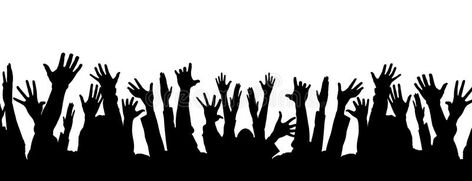 Vote crowd party fun. Crowd with hands raised in black silhouette against a whit , #ad, #hands, #Crowd, #black, #raised, #crowd #ad Hand Silhouette, People Crowd, Hand Logo, Black Silhouette, Cityscape Photos, Digital Background, Hand Illustration, Silhouette Design, Metal Poster Displate