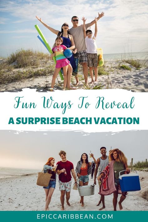 Surprise beach vacations are a great way to remind your friends, family and significant other of what matters most while introducing them to a new adventure. Planning a surprise vacation is just as exciting as going on one, so be sure to try these fun surprises out yourself! #surprise #beach #vacation #fun #surprisetrip #surprisetripideas #funvacation #funvacationideas #surprisetravel #surprisetravelideas #surprisetravels #surprisevac Surprise Vacation Reveal, Surprise Vacation, Beach Necessities, Exotic Holiday, Healthy Travel, Caribbean Beaches, Beach Vacations, New Adventure, What Matters Most