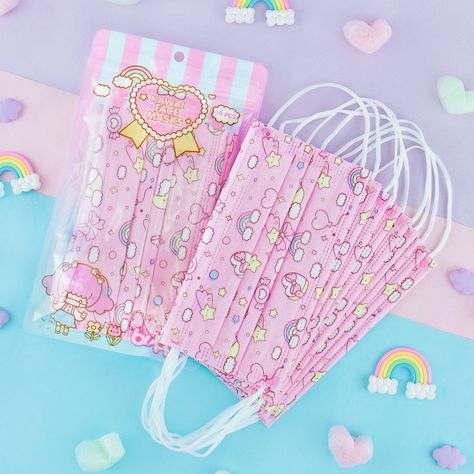 Obsessed Aesthetic, Kawaii Face Mask, Uchuu Kei, Kawaii Pillow, Multi Color Pen, Rainbow Purses, Cute Face Masks, Cute Masks, Kawaii Faces