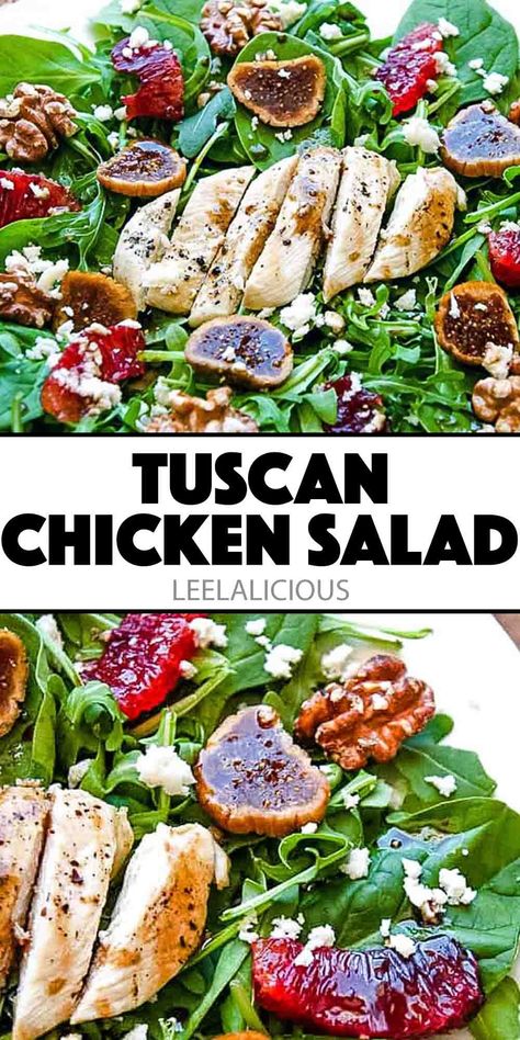 Beautiful nutty, juicy, and earthy flavors combine in this Tuscan Chicken Salad. Made with homemade balsamic dressing, this salad is simple to prepare and absolutely delicious. Homemade Balsamic Dressing, Christmas Salad, Slaw Dressing, Christmas Salads, Beautiful Salad, Chicken Salad Recipe, Tuscan Chicken, Best Salad Recipes, Balsamic Dressing