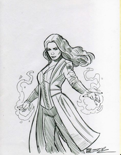 Scarlet Witch Character Design, Wanda Maximoff Drawing Sketches, Wanda Maximoff Drawing Pencil, Scarlet Witch Drawing Pencil, Scarlet Witch Drawing Easy, Wanda Maximoff Sketch, Scarlett Witch Drawing, Marvel Comics Art Sketch, Wanda Sketch