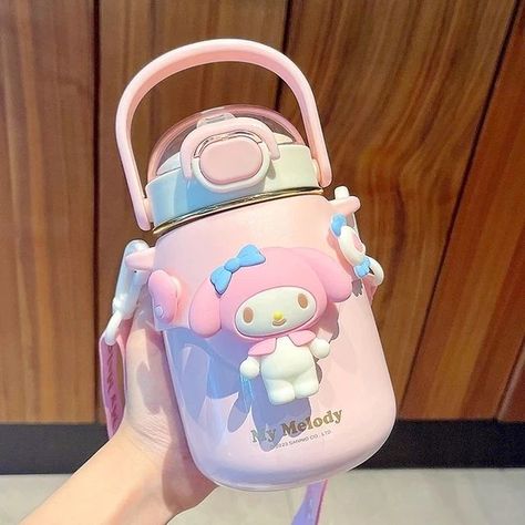 Sanrio Official Tumbler/Bottle 💜 Explore more @crazilykawaii Kawaii Cups, Travel Water Bottle, Cup Gifts, Portable Travel, Insulated Water Bottle, Cute Cartoon, Adjustable Straps, Hello Kitty, Water Bottle