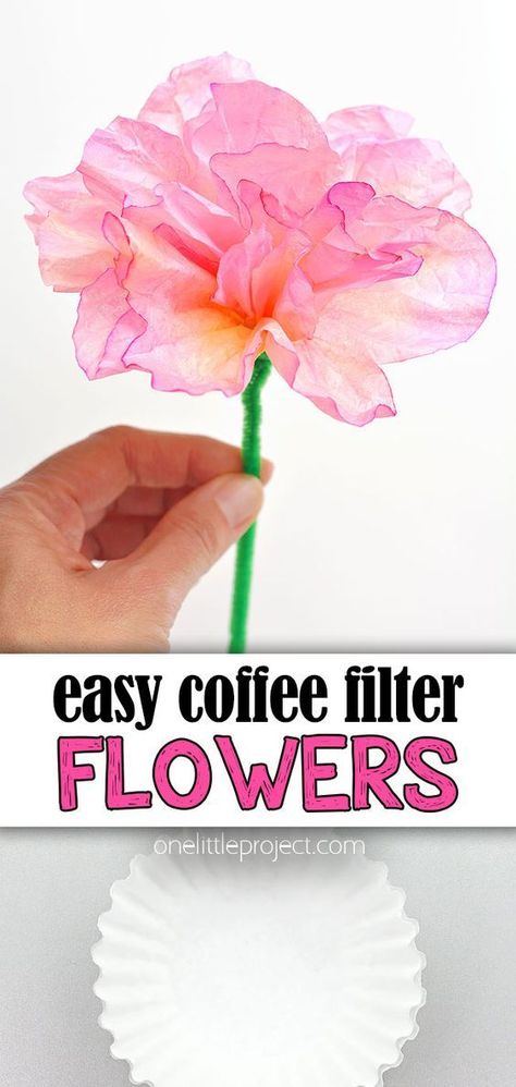 Spring Flower Crafts, Coffee Filter Crafts, Coffee Filter Flowers, Cadeau Parents, Folding Origami, Easy Coffee, Crafts For Seniors, Mothers Day Crafts For Kids, Daycare Crafts