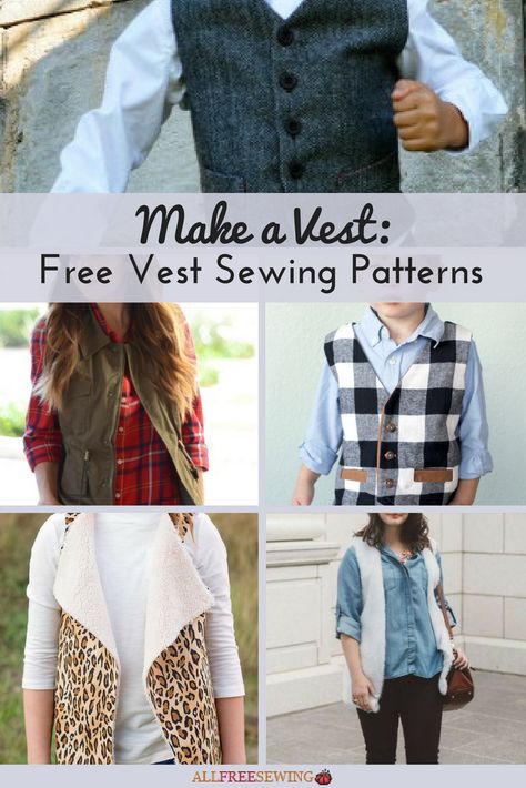 Now trending: VESTS! Add a layer of cozy and a hint of chic to any outfit with these free sewing patterns. Vest Sewing Patterns, Vest Patterns For Women Sewing, Womens Vest Pattern, Diy Vest Pattern, Vest Pattern Sewing, Repairing Clothes, Diy Vest, Vest Sewing, Waistcoat Pattern