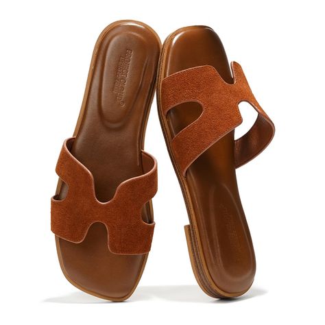 PRICES MAY VARY. 𝗟𝗲𝗮𝘁𝗵𝗲𝗿 𝗨𝗽𝗽𝗲𝗿: Experience the perfect blend of style and comfort with Project Cloud's sandals for women. Crafted with a leather upper and vegan lining, this sandals not only offer a high-end look but also ensure long-lasting durability. Upgrade your footwear collection with these chic and slip on sandals women. 𝗠𝗲𝗺𝗼𝗿𝘆 𝗙𝗼𝗮𝗺 𝗜𝗻𝘀𝗼𝗹𝗲: Designed with a memory foam insole for ultimate comfort, these sandals are perfect for women seeking a stylish yet comfort Brown Non-slip Leather Sandals, Brown Non-slip Sandals For Outdoors, Brown Sandals For Vacation, Medium Width, Brown Non-slip Flip Flops For Summer, Brown Medium Width Slip-on Sandals, Slides For Women, Womens Sandals Summer, Summer Flats, Cute Couple Outfits