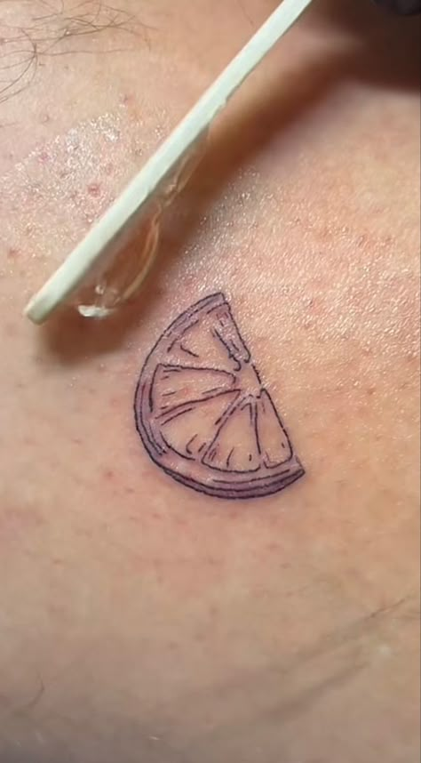 Orange Slice Tattoo Black And White, Orange Segment Tattoo, Matching Orange Tattoos, Orange Tattoo Fruit Minimal, Fin Tattoo, Cherry Wine Tattoo, Lime Wedge Tattoo, Aperol Spritz Tattoo, Lemon Wedge Tattoo