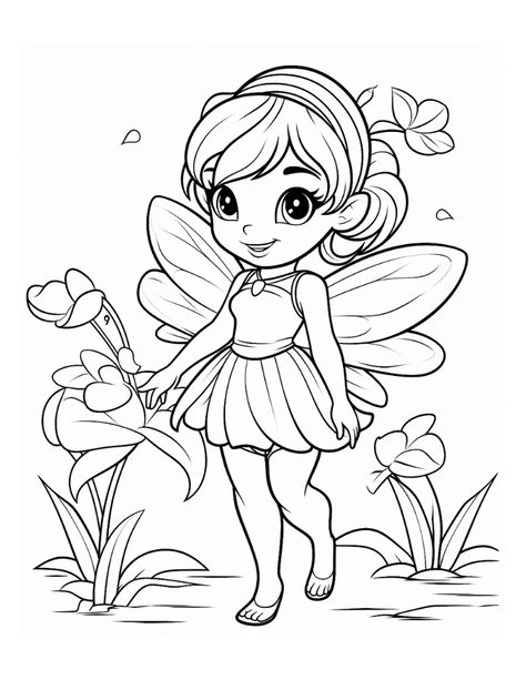 Free Printable Fairy Coloring Pages Free Fairy Coloring Pages, Fairy Colouring Pages, Happy Coloring Pages, Cute Coloring Page, Cupcake Coloring Pages, Fairy Coloring Book, Monster Truck Coloring Pages, Mermaid Coloring Book, Disney Princess Coloring Pages