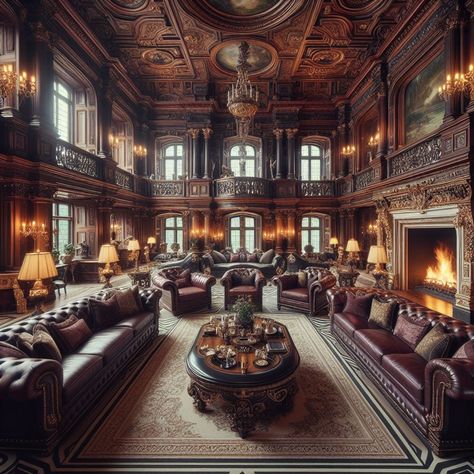 Castle Sitting Room, Castle Living Room Luxury, Fantasy Castle Interior, Royal Castles Interior, Castle Living Room, Castle House Interior, Manor Aesthetic, Dream House Pictures, Abandoned Mansion For Sale