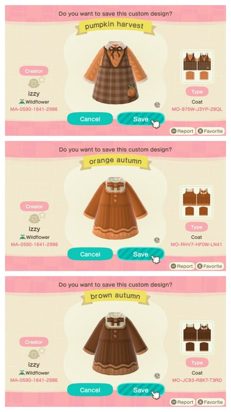 Acnh Thanksgiving Clothes, Cottagecore Pfp, Animal Crossing Clothing Codes, Fall Town, Fall Overalls, Acnh Clothing Codes, Acnh Idea, Cottagecore Animal Crossing, Fairy Fountain