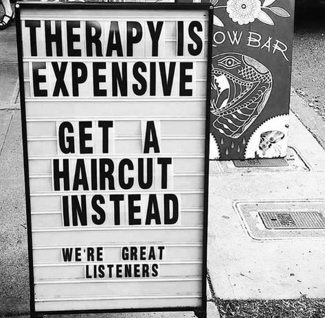 A new cut can be hairapeutic!Shoutout to @hiphairsalon for the find.#wahl #wahlpro #barber #barbers #barbershop #salon #hairhumor Haircut Quotes Funny, Barber Quotes, Haircut Quotes, Hair Salon Quotes, Hairdresser Quotes, Barber Shop Interior, Hairstylist Quotes, Hairdresser Salon, Salon Quotes