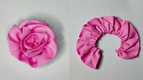 Diy Cloth Roses, Diy Fabric Flowers Easy No Sew, Diy Flower Applique, Fabric Flower Choker, How To Make Flower For Dress, Flower Choker Diy, How To Make Fabric Flowers For Dresses, Diy Flower Dress, Make Flowers Out Of Fabric