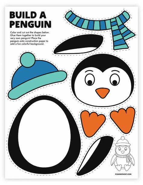 Build A Penguin Printable, Build A Penguin, Penguin Crafts Preschool, Penguin Printable, Shamrock Template, Penguin Theme, Mother's Day Printables, Penguin Crafts, Penguin Craft