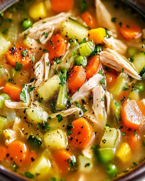 Chicken Vegetable Soup Recipe: Easy, Hearty, and Healthy Vegetable Broth Soup, Chicken And Veg Soup, Chicken Zucchini Recipes, Chicken Broth Soup, Soup Recipe Easy, Veggie Soup Recipes, Vegetable Noodle Soup, Chicken Veggie Soup, Chicken Vegetable Soup Recipes