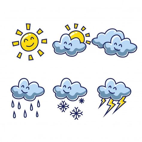 Weather In Spanish, Questions In Spanish, Rain Cartoon, Daily Routine Kids, Spanish Weather, Weather Clipart, Spanish Questions, Umbrella Illustration, Baby Snow