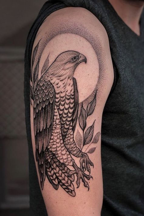 Mens Upper Body Tattoos, Hawk Tattoo Forearm, Two Hawks Tattoo, Hawk Skull Tattoo, Sparrowhawk Tattoo, Hawk Tattoos For Women, Red Tailed Hawk Tattoo Feminine, Wingspan Tattoo, Hawk Tattoo Design