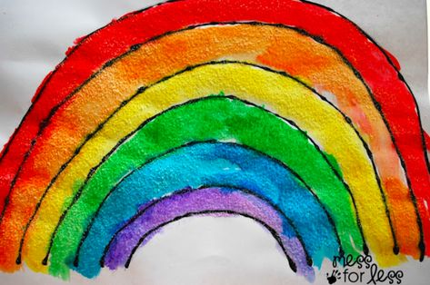 Salt water paint rainbow Salt Craft, Rainbow Salt, May Craft, Salt Watercolor, Diy Kid Crafts, Spring Toddler Crafts, Rainbow Artwork, Curriculum Map, Drawing Reference Drawing