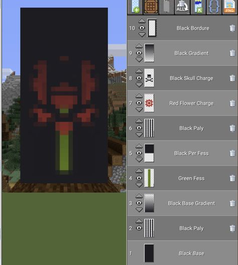 Rose Banner Minecraft, Banner Minecraft Tutorials, Cool Banner Designs Minecraft, Banner Design Minecraft, Cool Minecraft Banners, Mc Banner, Minecraft Banner Patterns, Rose Banner, Banner Patterns