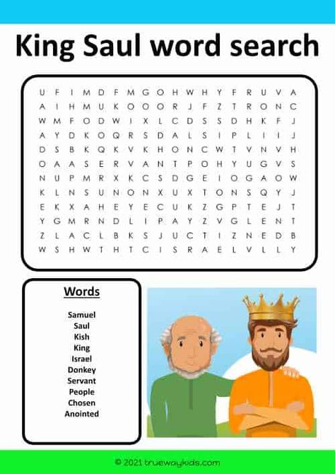 Easy To Read Bible, King Saul, Free Printable Word Searches, Family Bible Study, Worksheet For Kids, Sunday School Teacher, Sunday School Lessons, School Lessons, Bible Stories