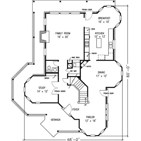 Victorian Floor Plan - Main Floor Plan Plan #410-150 Victorian Floor Plans, Victorian House Plan, Victorian House Plans, Victorian Style House, Monster House Plans, Extra Bedroom, House Layout, Victorian House, Victorian Design