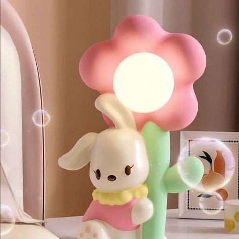 sanrio lamp Rabbit Flower, Flower Night, Cute Night Lights, Artistic Furniture, Cute Furniture, Kawaii Room Decor, Flower Lamp, Box Store, Cute Desk