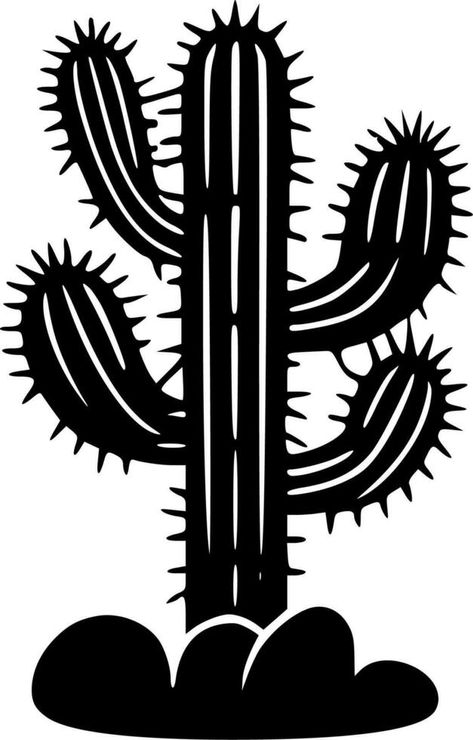 Cactus Silhouette Painting, Cactus Clipart Black And White, Cow Clip Art Black And White, Black Cactus, Black And White Cactus Print, Cactus Graphic, Cactus Vector, Cactus Illustration, Tree Saw