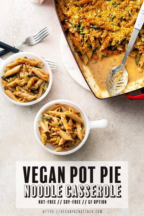 Need a convenient, nutritious dinner that's perfect for the whole family? Author Jenn Sebestyen has us covered with this delicious Vegan Potpie Noodle Casserole! This recipe is from her first foray into publishing, the Meatless Monday Family Cookbook. #vegan #meatlessmondayfamilycookbook #meatlessmonday #plantbased #kidfriendly Wfpb Casserole Recipes, Vegan Casserole Recipes, Casserole Vegan, Vegan Casseroles, Vegan Pot Pies, Vegan Casserole, Nutritious Dinner, Noodle Casserole, Meatless Mondays