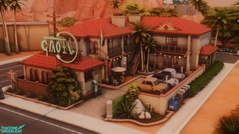 Sims 4 Oasis Springs, Oasis Springs, Sims 4 Challenges, Sims Builds, Spring Park, Sims 4 Mm, Sims House Design, Desert Homes, Sims 4 Build