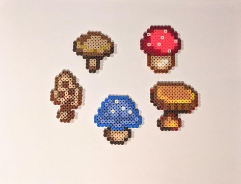 Mushroom Perler, Perler Pattern, Perler Creations, Pixel Beads, Melty Bead Patterns, Pearl Beads Pattern, Easy Perler Beads Ideas, Fuse Bead Patterns, Pony Bead Patterns