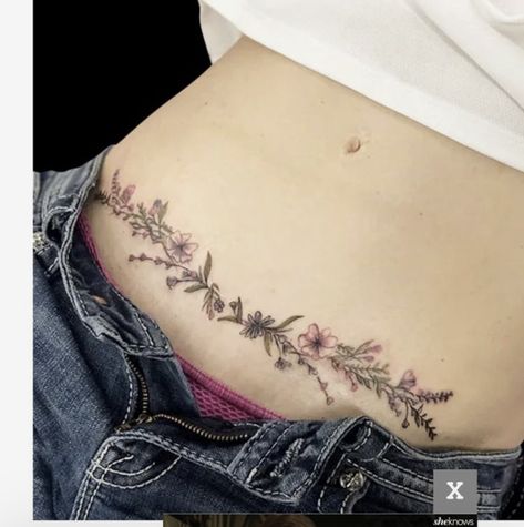 Tattoo For C Section Scar, Tattoo Over Tummy Scar, Tummy Scar Tattoo Cover Up, Tummy Scar Tattoo, Tummy Tucks Tattoo Cover Up, C Section Scar Tattoo, C Section Tattoo, Lower Stomach Tattoos For Women, Romantic Tattoos